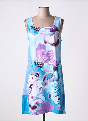 Robe mi-longue imprimé fantaisie fines bretelles bleu AGATHE & LOUISE femme