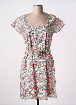 Robe mi-longue imprimé fantaisie manches courtes rose AGATHE & LOUISE femme