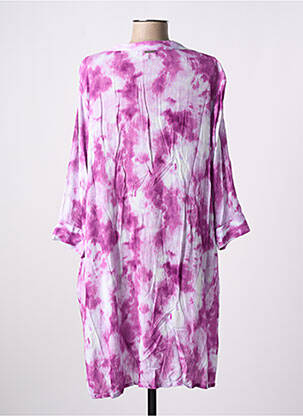 Robe mi-longue coupe fluide manches longues violet AGATHE & LOUISE femme