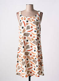Robe mi-longue imprimé fantaisie fines bretelles beige AGATHE & LOUISE femme