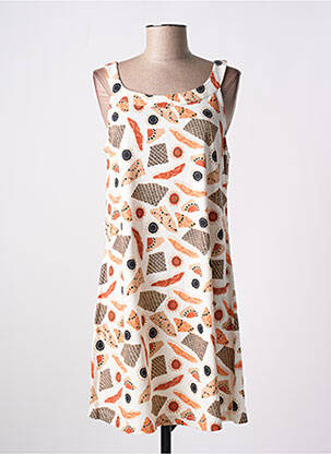 Robe mi-longue coupe évasée fines bretelles beige AGATHE & LOUISE femme