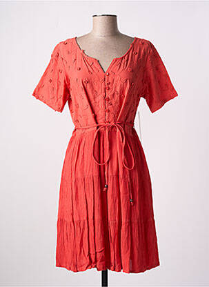 Robe mi-longue manches courtes manches courtes orange AGATHE & LOUISE femme