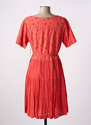 Robe mi-longue manches courtes manches courtes orange AGATHE & LOUISE femme