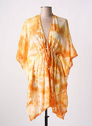 Veste kimono col v jaune L'ATELIER D'ANNA femme