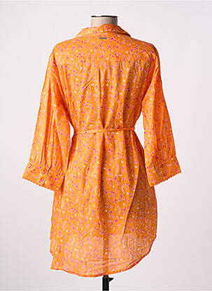 Robe mi-longue imprimé fantaisie manches longues orange AGATHE & LOUISE femme