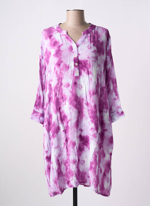 Robe mi-longue coupe fluide manches longues violet AGATHE & LOUISE femme