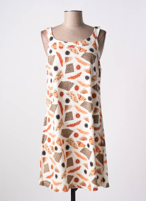 Robe mi-longue imprimé fantaisie fines bretelles beige AGATHE & LOUISE femme
