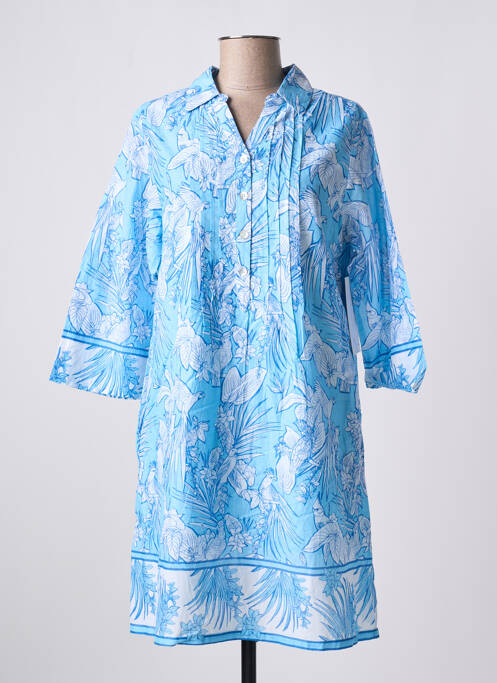 Robe mi-longue manches 3/4 manches 3/4 bleu AGATHE & LOUISE femme