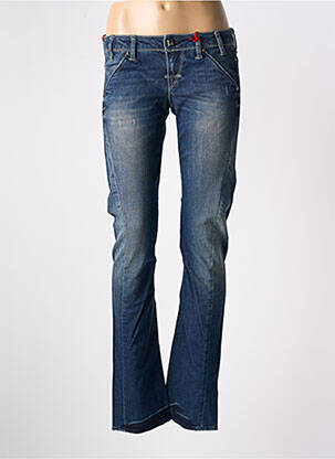 Jeans coupe droite stretch taille basse bleu GUESS femme