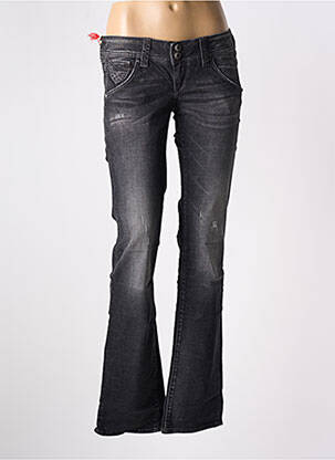 Jeans coupe droite effet usé délavé taille basse gris GUESS femme