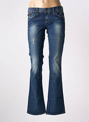 Jeans bootcut effet usé délavé taille basse bleu GUESS femme
