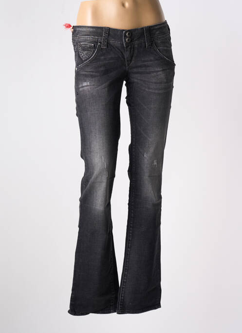 Jeans coupe droite effet usé délavé taille basse gris GUESS femme