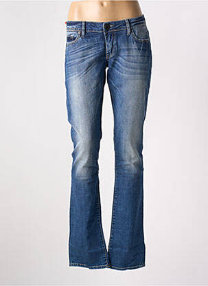 Jeans coupe droite stretch taille basse bleu GUESS femme