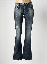 Jeans coupe droite effet usé délavé taille basse bleu TAKE TWO femme