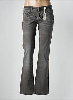 Pantalon droit fermeture zippée sous rabat boutonné gris MELTIN'POT femme