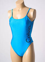 Maillot de bain 1 pièce effet matière satinée bleu CALVIN KLEIN femme