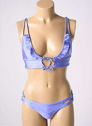 Maillot de bain 2 pièces stretch haut triangles violet BELLES DES PINS femme