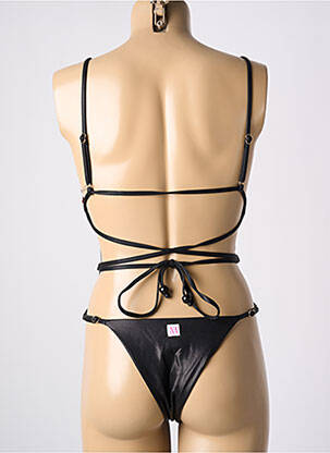Maillot de bain 1 pièce effet matière satinée haut triangles noir MISS OUT OF OFFICE femme