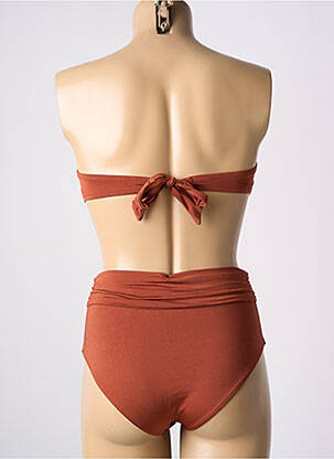 Maillot de bain 2 pièces stretch haut bandeau orange ICONE femme