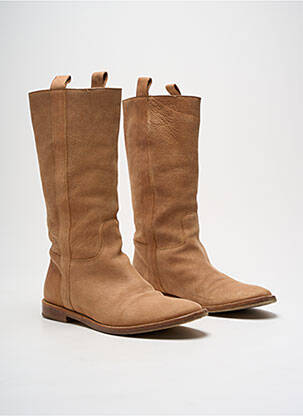 Bottes bout rond talon plat jusqu'à 3cm marron SARTORE femme