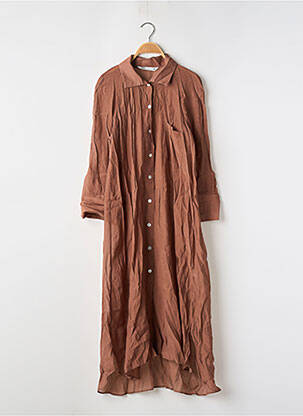 Robe mi-longue coupe fluide manches longues marron ZARA femme