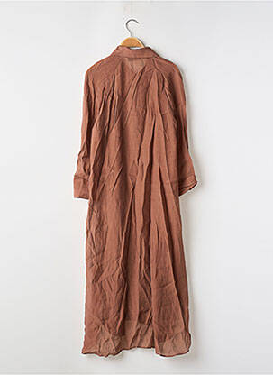Robe mi-longue coupe fluide manches longues marron ZARA femme