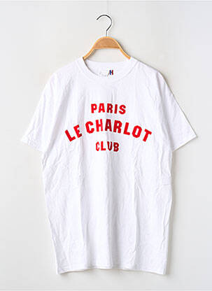 T-shirt sérigraphie floquée manches courtes blanc LE BOUCLARD femme
