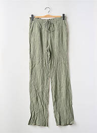 Pantalon droit tissage crêpe taille normale vert ZARA femme