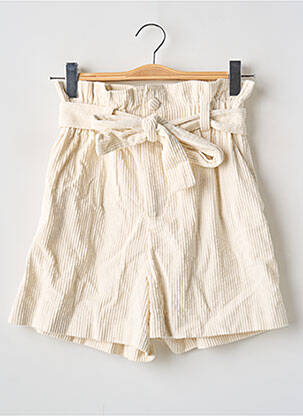 Short taille à pinces taille haute beige GRACE & MILA femme