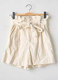 Short taille à pinces taille haute beige GRACE & MILA femme