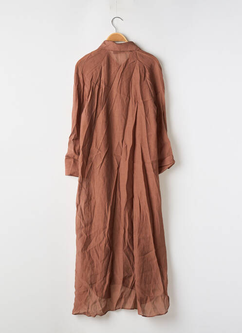 Robe mi-longue coupe fluide manches longues marron ZARA femme