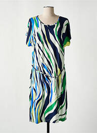 Robe mi-longue imprimé fantaisie manches longues bleu GRIFFON femme