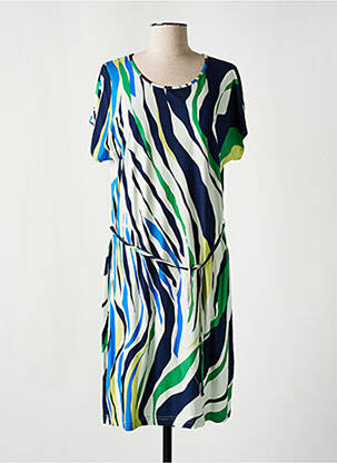 Robe mi-longue imprimé fantaisie manches longues bleu GRIFFON femme