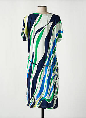 Robe mi-longue imprimé fantaisie manches longues bleu GRIFFON femme