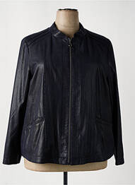 Veste simili cuir poches bleu REVER MILE femme