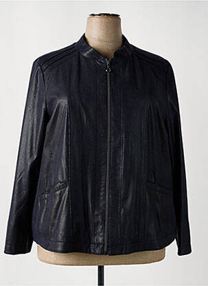 Veste simili cuir poches bleu REVER MILE femme