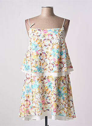 Robe mi-longue coupe évasée fines bretelles blanc GIA VENTOLA femme