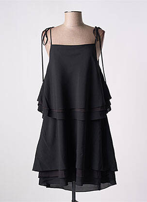 Robe mi-longue coupe évasée fines bretelles noir GIA VENTOLA femme