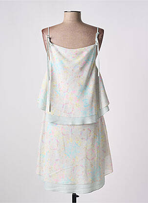 Robe mi-longue imprimé fantaisie fines bretelles bleu GIA VENTOLA femme