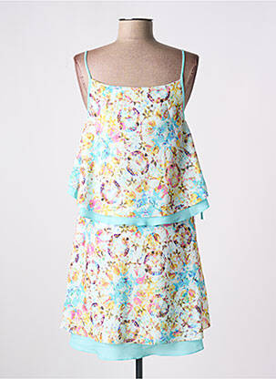 Robe mi-longue imprimé fantaisie fines bretelles bleu GIA VENTOLA femme