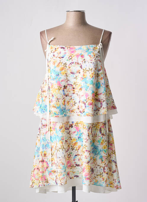 Robe mi-longue imprimé fleurs fines bretelles blanc GIA VENTOLA femme