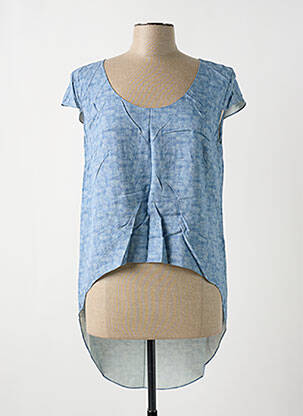 Blouse col rond manches courtes bleu GIA VENTOLA femme