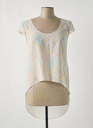 Blouse légère et transparente manches courtes beige GIA VENTOLA femme