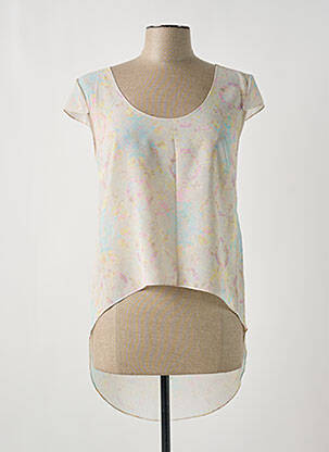 Blouse légère et transparente manches courtes beige GIA VENTOLA femme