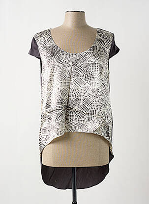 Blouse imprimé fantaisie manches courtes beige GIA VENTOLA femme