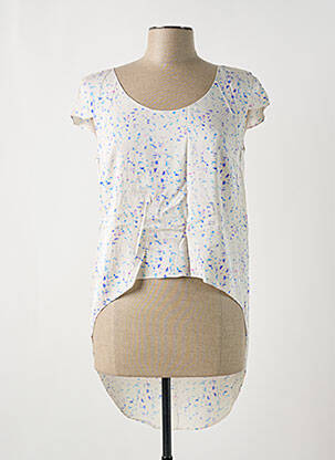Blouse imprimé fantaisie manches courtes beige GIA VENTOLA femme