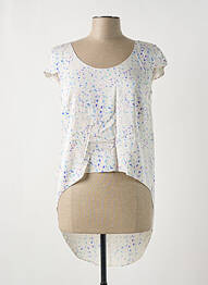 Blouse imprimé fantaisie manches courtes beige GIA VENTOLA femme
