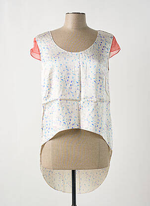Blouse imprimé fantaisie manches courtes beige GIA VENTOLA femme