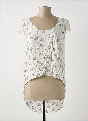 Blouse imprimé fleurs manches courtes blanc GIA VENTOLA femme