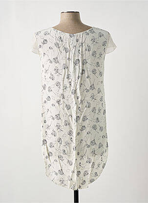 Blouse imprimé fleurs manches courtes blanc GIA VENTOLA femme